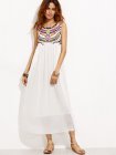 White Tribal Print Chiffon Dress