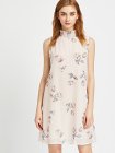 Apricot Floral Print Keyhole Back Dress