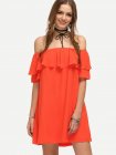 Red Off The Shoulder Ruffle Shift Dress