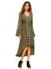 Army Green Bell Sleeve Tribal Print Dress