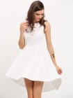 White Sleeveless Asymmetric Hem Flare Dress