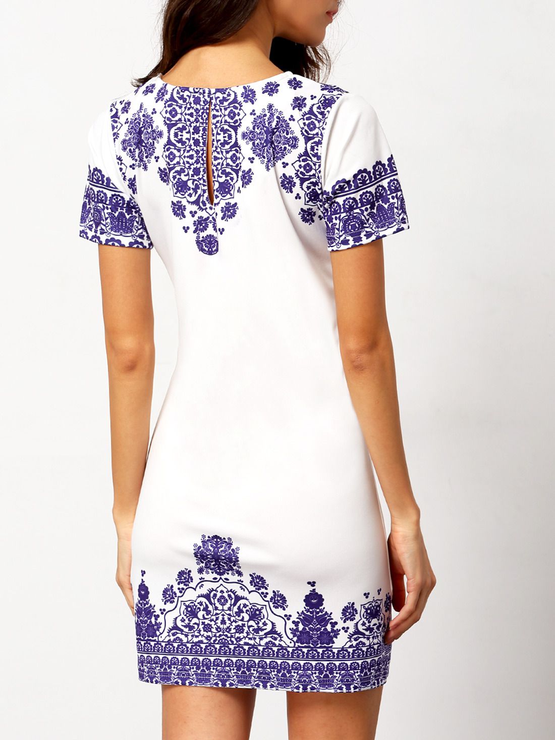 Short Sleeve Vintage Print Dress