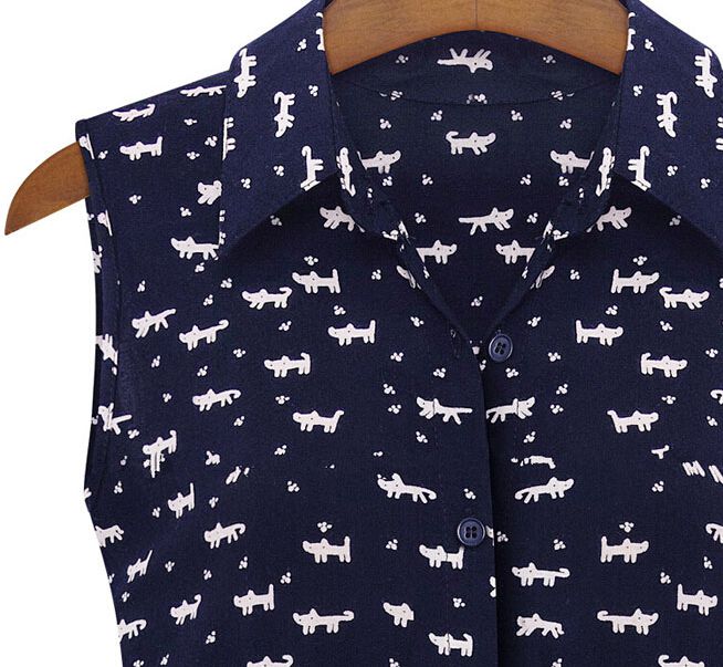 Lapel Cat Print Shirt Dress