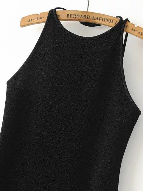 Black Halter Neck Open Back Sheath Dress