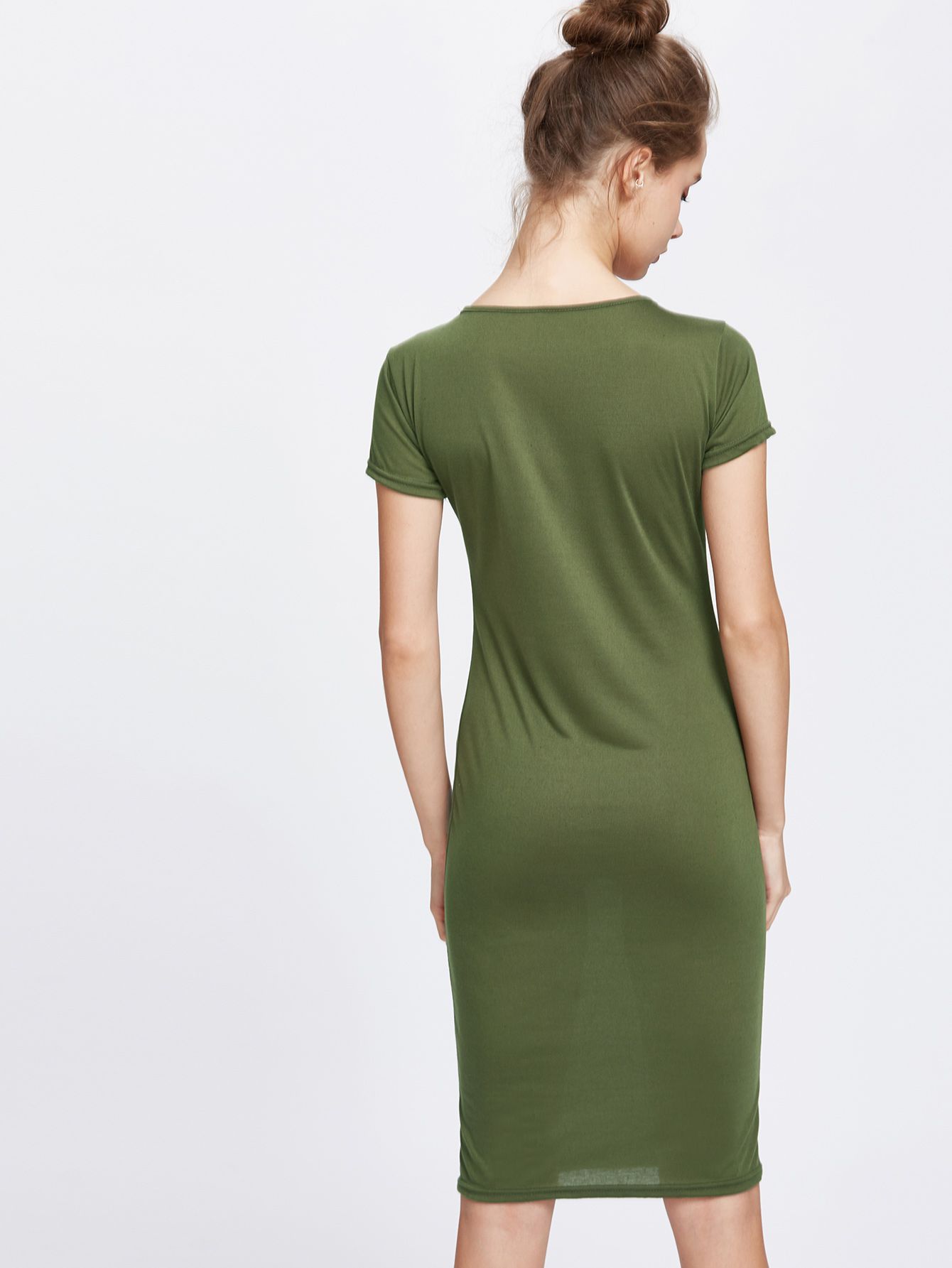 Army Green Sheath Tee Dress