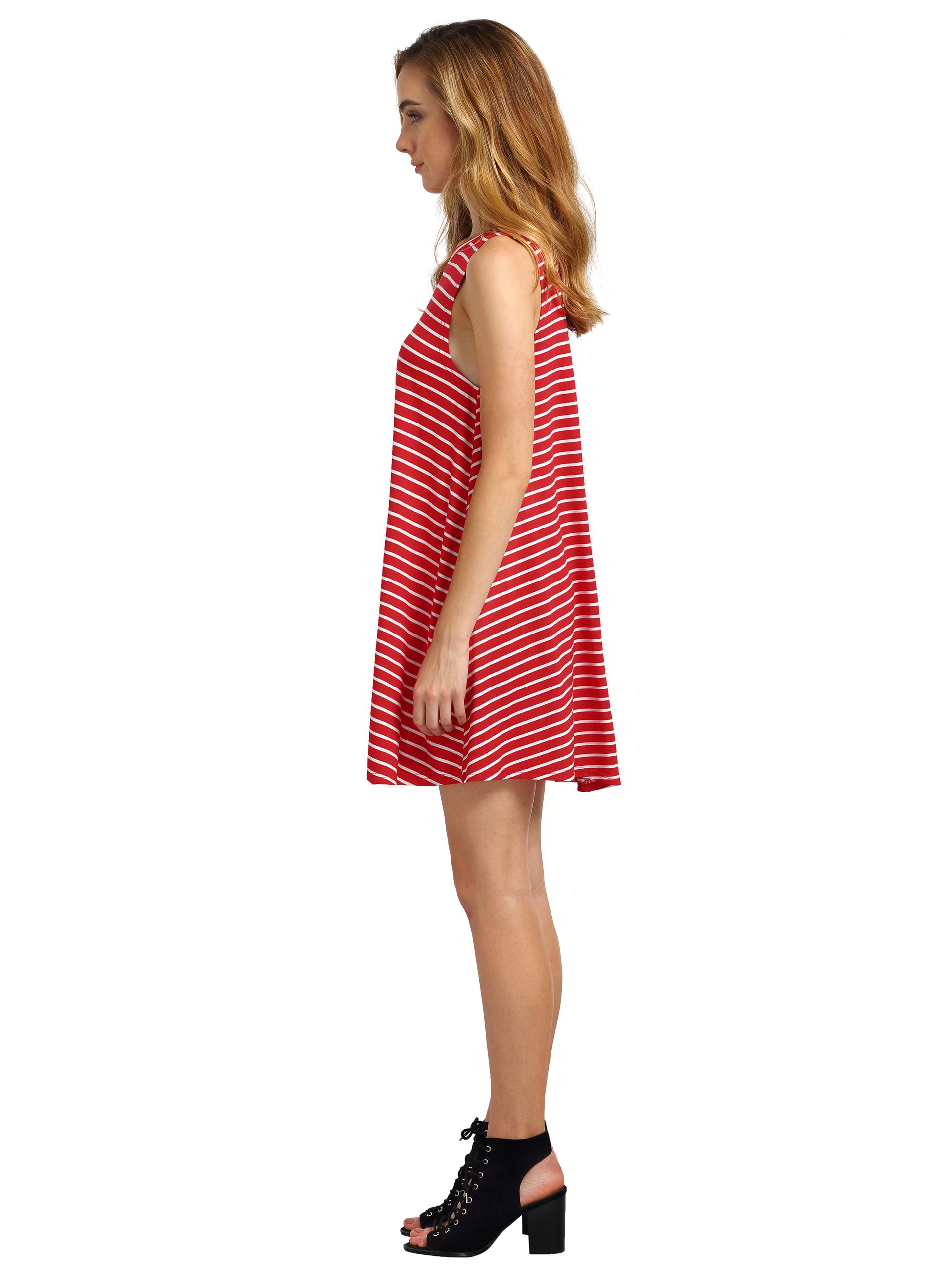 Red White Striped Sleeveless Dress