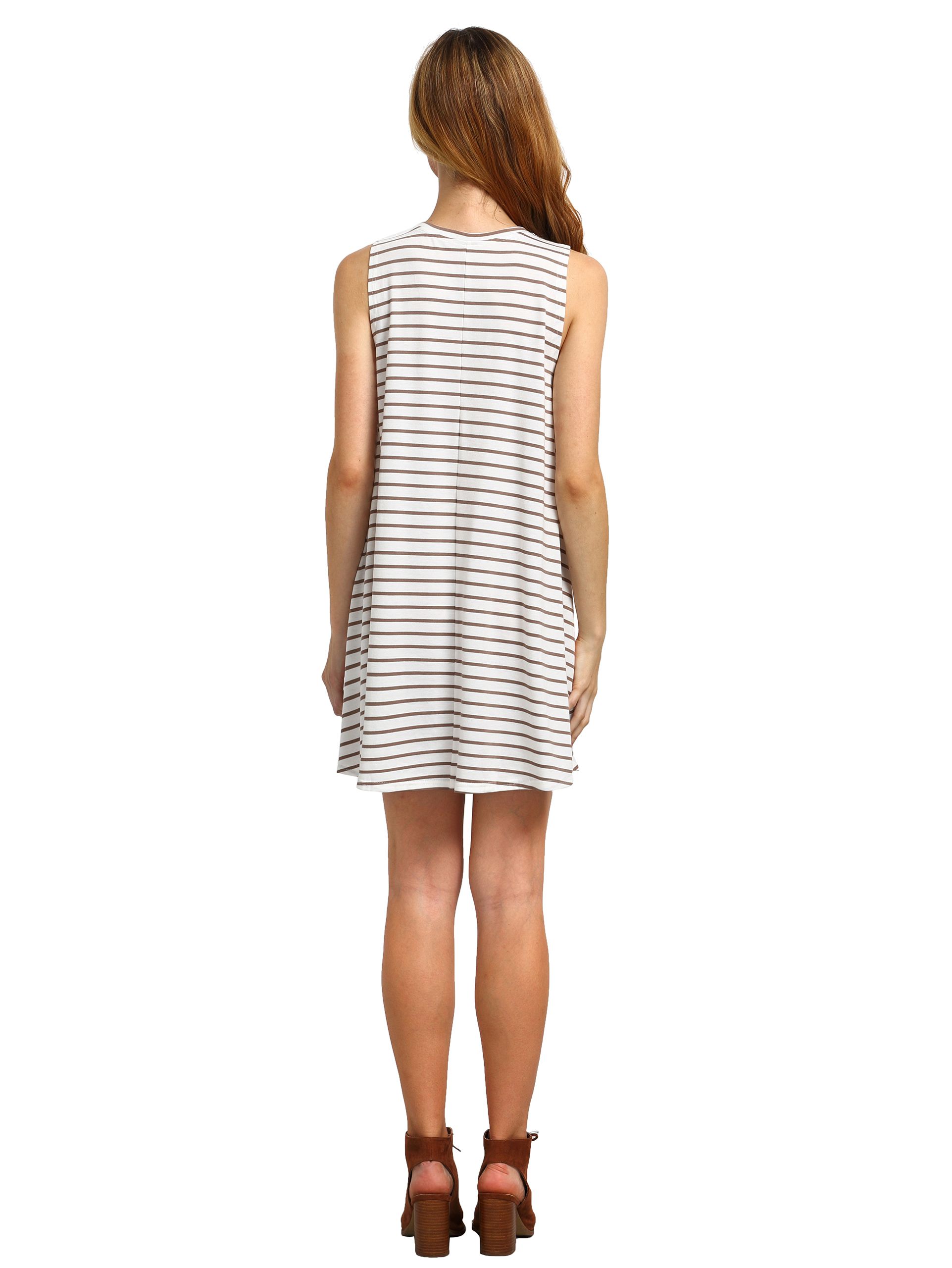 White Striped Sleeveless Dress