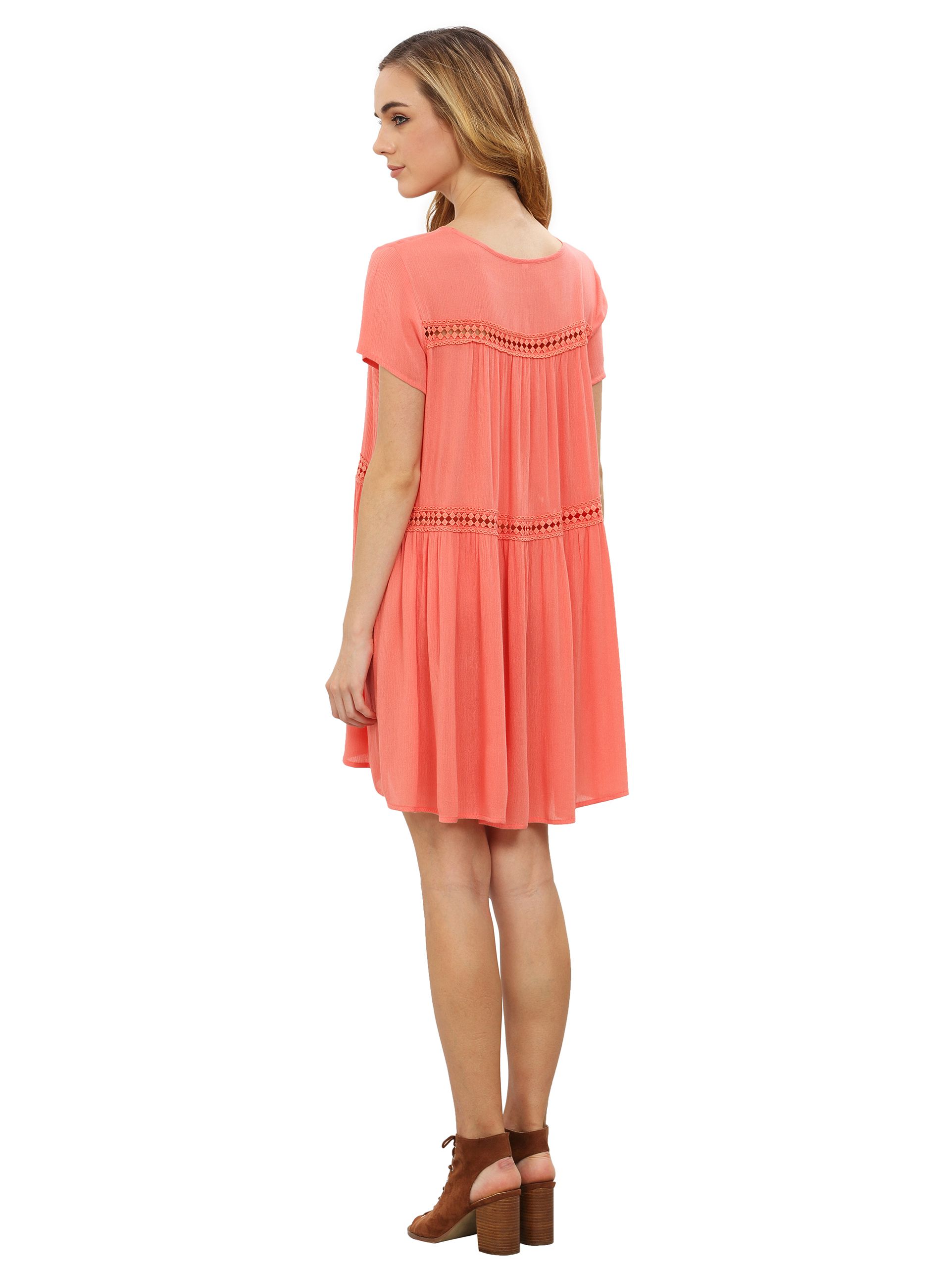 Pink Short Sleeve Shift Dress