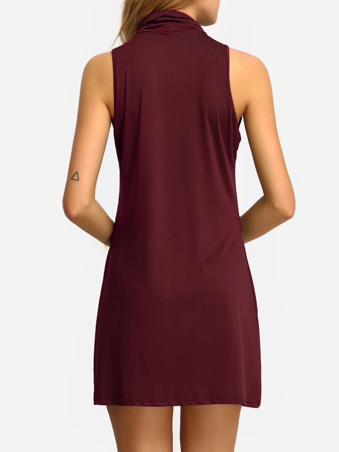 Burgundy High Neck Tank Dress