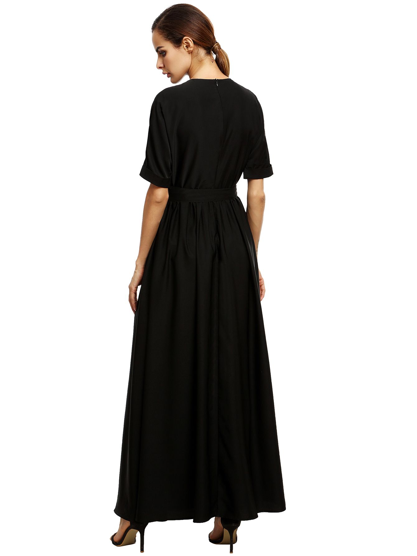 Black Round Neck Maxi Dress