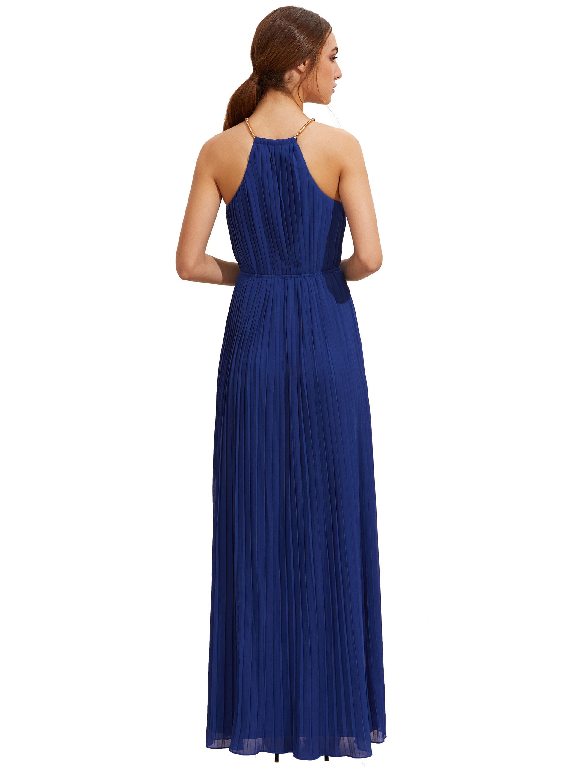 Light Blue Evening Sleeveless Halterneck Pleated Infinity Maxi Dress