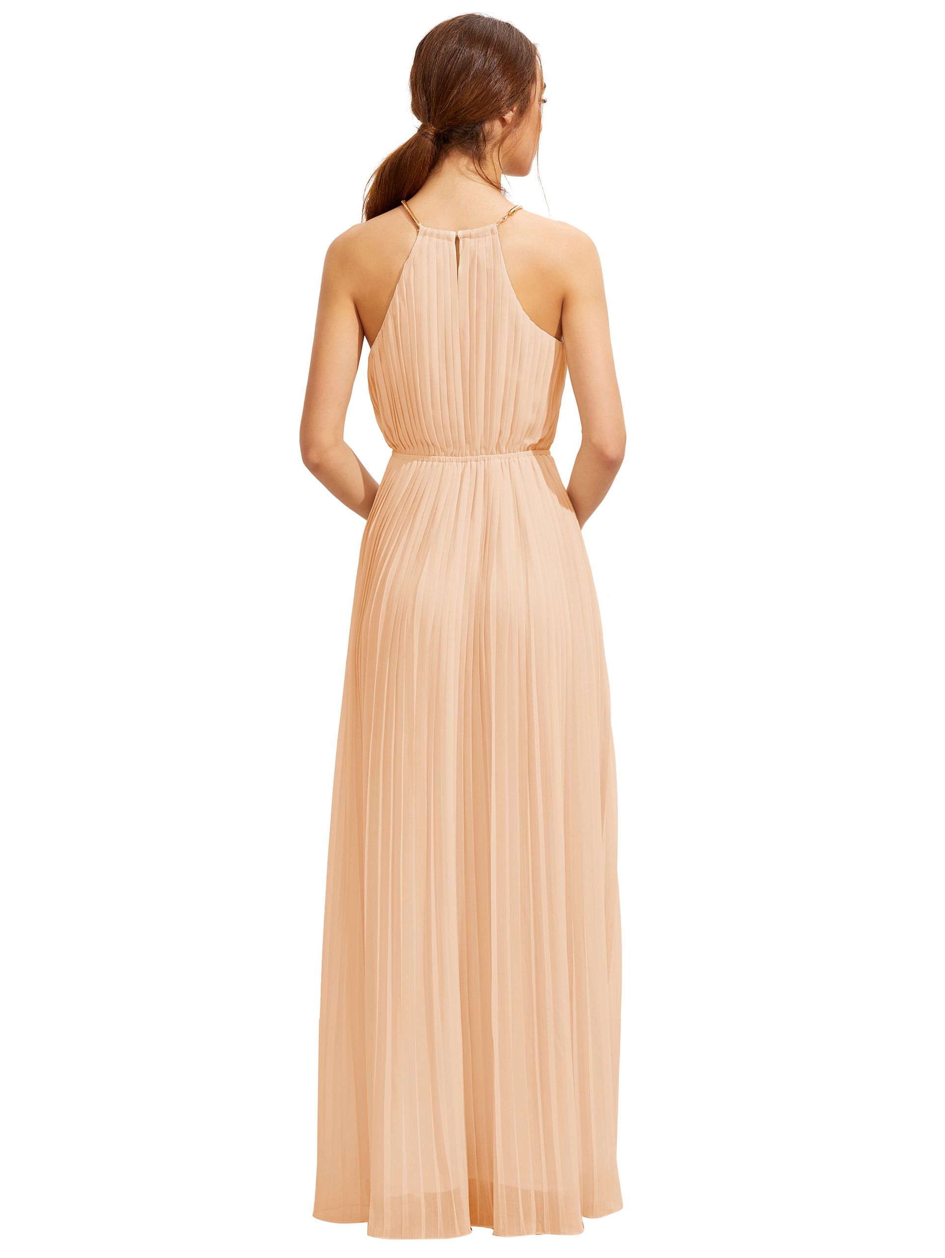 Apricot Sleeveless Halterneck Pleated Infinity Maxi Dress