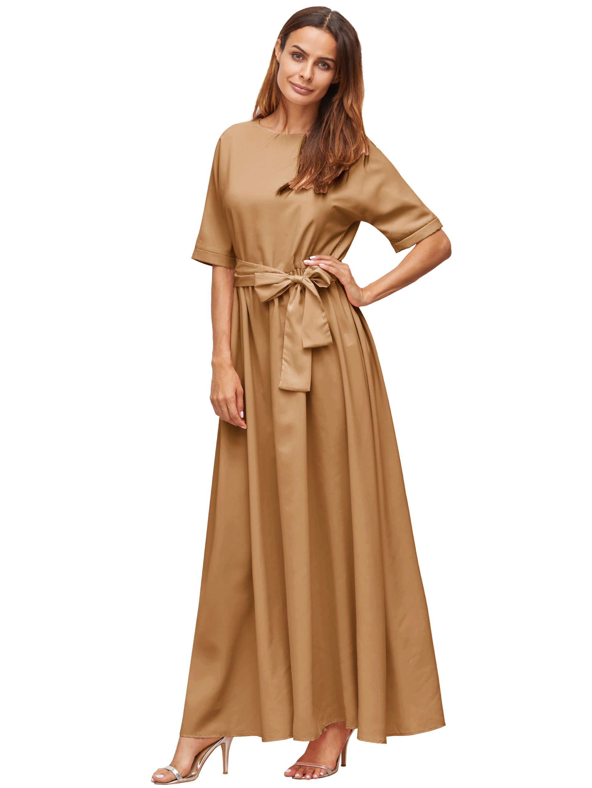 Khaki Tie Front Detail Maxi Dress