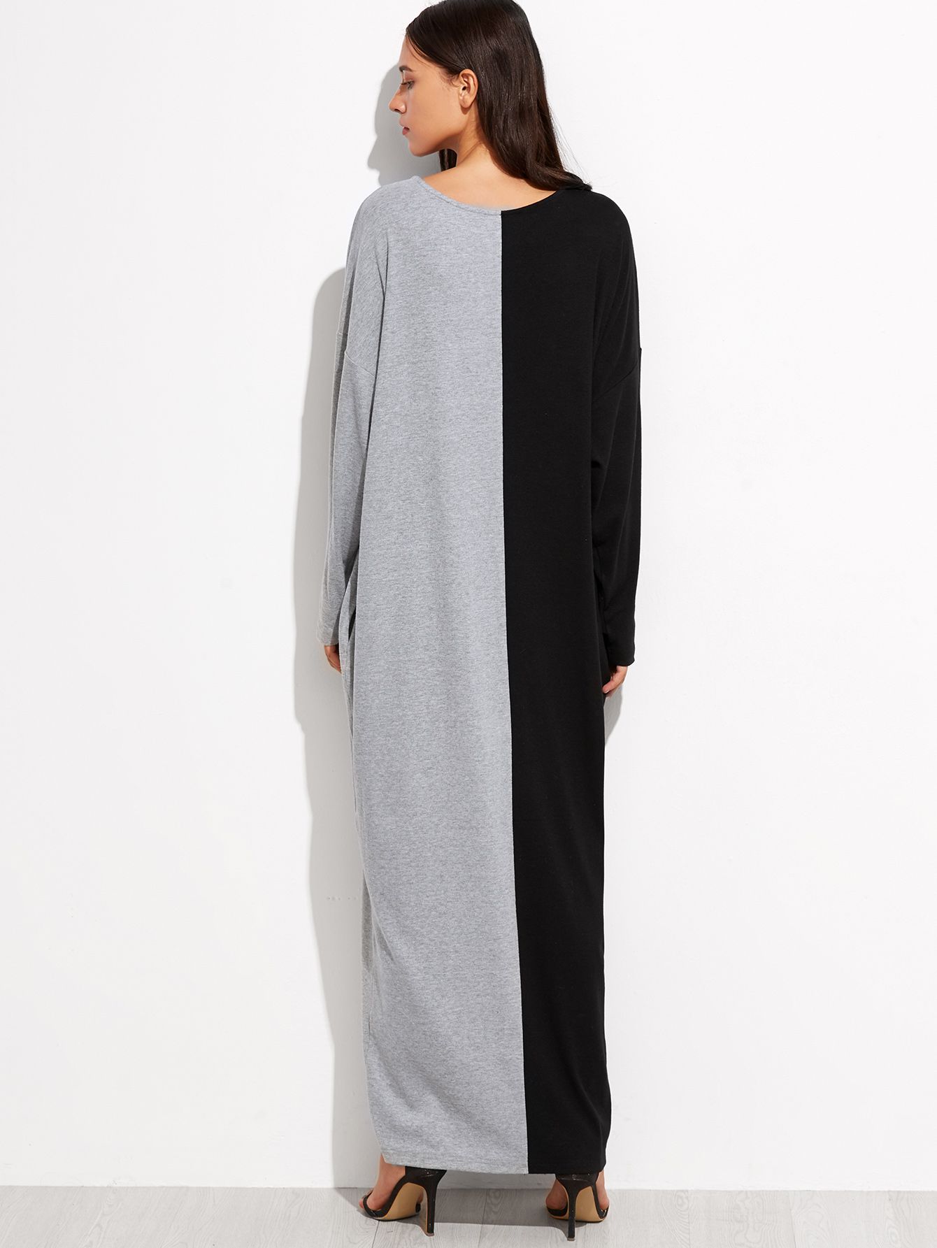 Contrast Dolman Sleeve Cocoon Maxi Dress