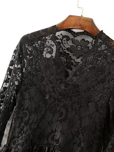 Black V Neck Lace Dress