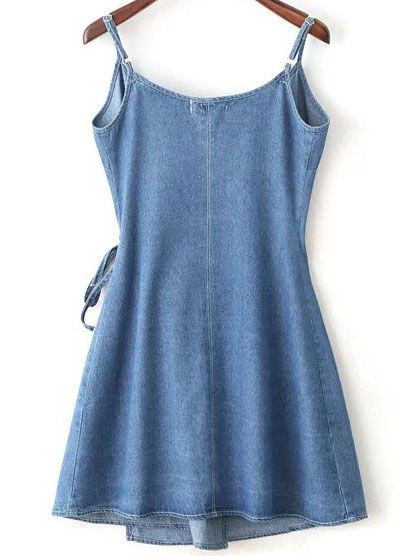 Blue Wrap Cami Dress With Tie Detail